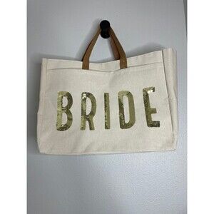 MudPie Bride Canvas Tote Sequin Bridal Bag Wedding Gift Bachelorette Honeymoon